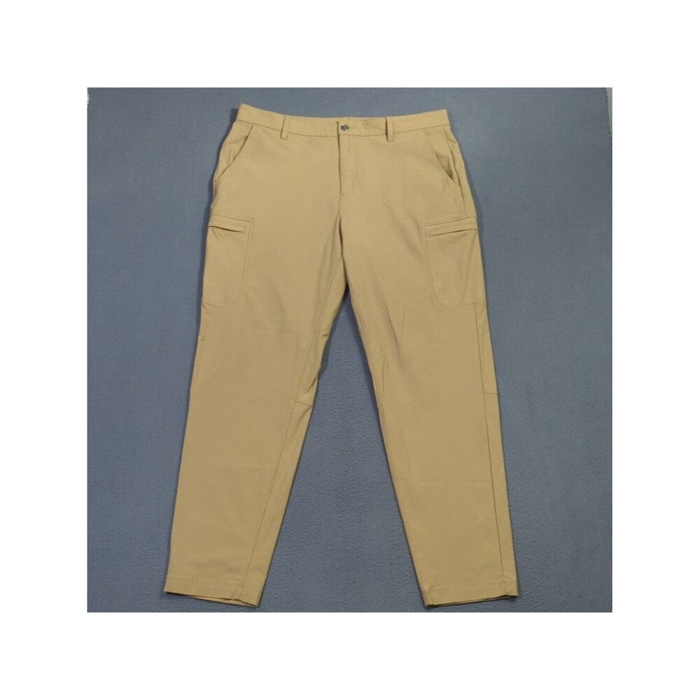 Fabletics Pants Men's 38x34 Fits 38x31 Tan Blue The Don 5-Pocket Classic Fit